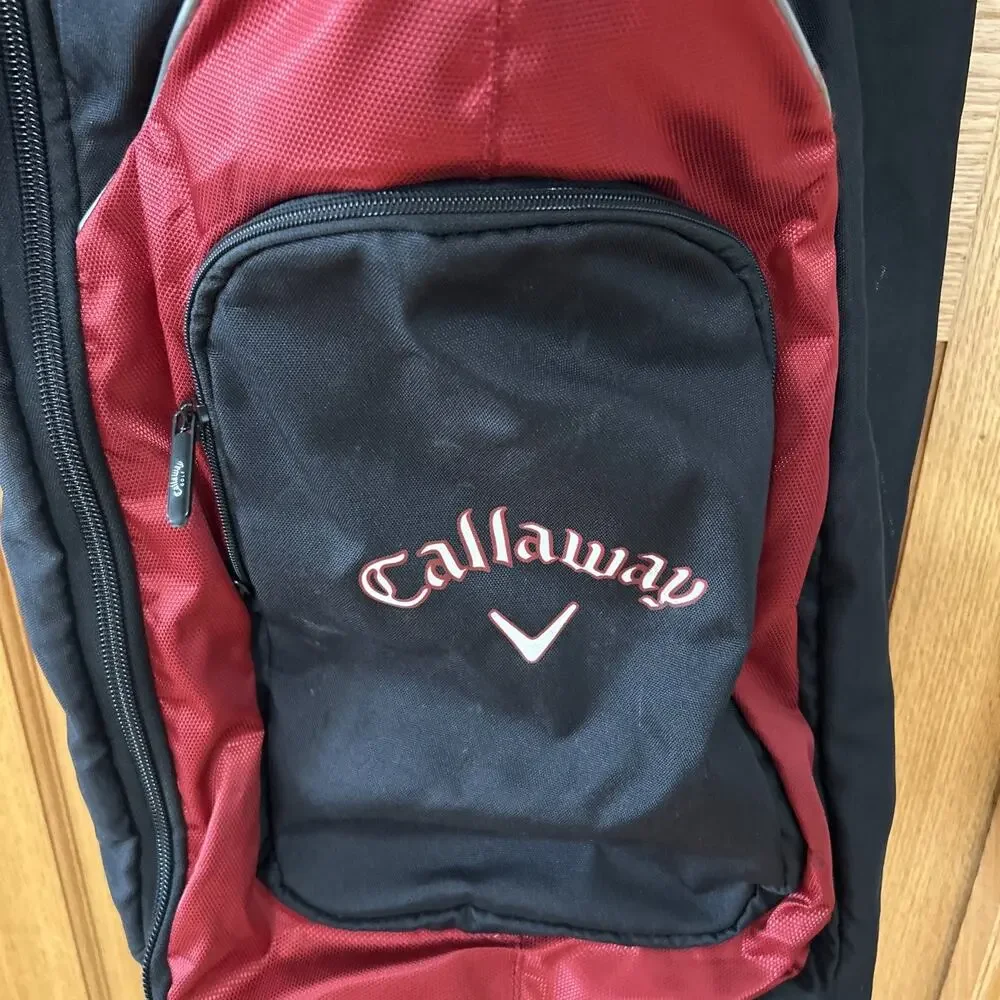 Flaws See Pics! Callaway Golf Travel Bag w Wheels Black Red Club Cover Rolling